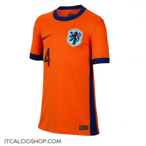 Olanda Virgil van Dijk #4 Prima Maglia Femmina Europei 2024 Manica Corta